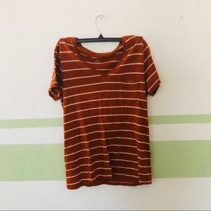Orange white stripes t-shirt